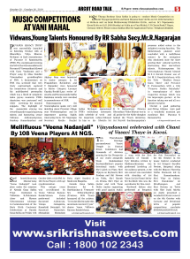 Vidwans,Young Talents Honoured By RR Sabha Secy.Mr.R.Nagarajan
